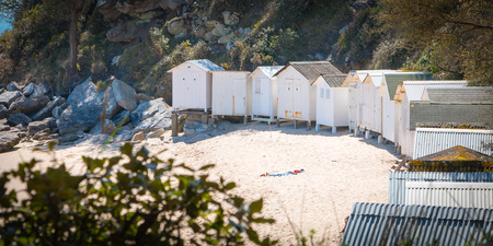 old white beach huts of Noirmoutier, Franceの写真素材