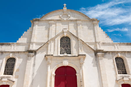 authentic church in france with blue skyの写真素材