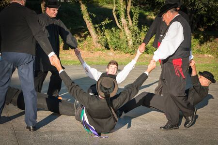 Brem sur Mer, France - July 09, 2016 : show of traditional dance troupe Vendee region of France, celebrating a weddingのeditorial素材