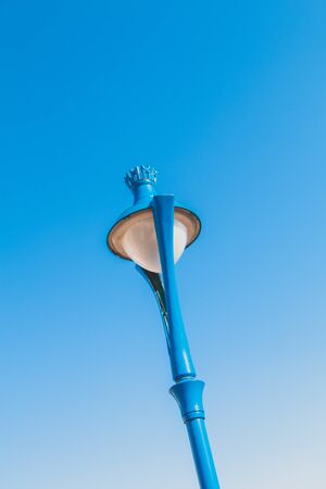 Typical street lighting in Bilbao, Spain on blue skyの写真素材