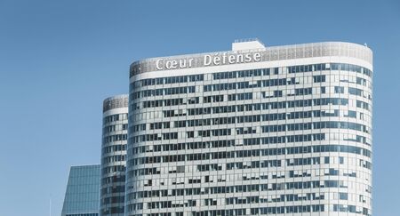 Nanterre, FRANCE, May 09, 2017 - Close-up on the skyscraper "CÅur Defense", an office building located in the heart of the business district of defense, in Paris, Franceのeditorial素材
