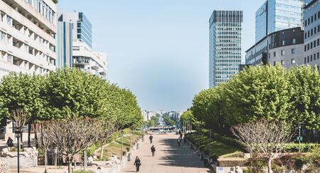 Nanterre, FRANCE, May 09, 2017 - An overview of the major buildings of the Defense business district in Parisのeditorial素材