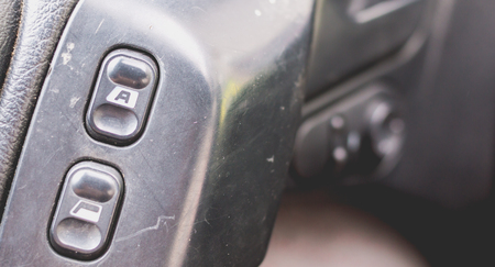 Old car dashboard of the 90sの写真素材