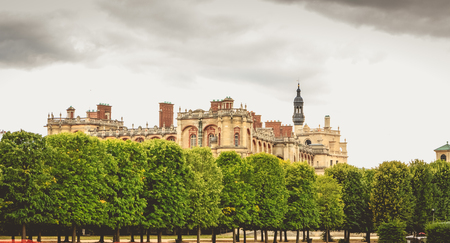 SAINT GERMAIN EN LAY, FRANCE - July 12, 2017 : Detail of the architecture of the Renaissance castle of Saint Germain en Lay, former residence of the kings of France, became the National Archeology Museum inaugurated in May 1867のeditorial素材