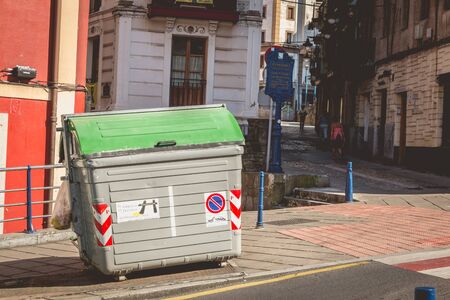 GETXO, near BILBAO - July 19, 2016 - in the street a typical public garbage container in spain