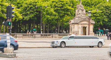 PARIS, FRANCE - May 08, 2017: rental limousine parked at Place du TrcadÃ©ro in Paris, Franceのeditorial素材