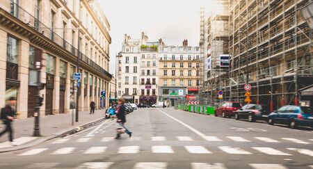 PARIS, FRANCE - May 08, 2017 : street atmosphere in a street perpendicular to the famous rue de Rivoliのeditorial素材