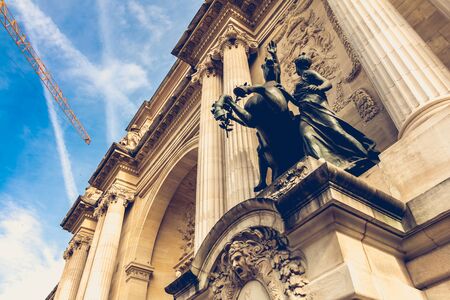 PARIS, FRANCE - October 07, 2017 : architecture detail of the facade of the Palace of Discovery...