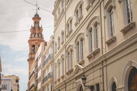 VALENCIA, SPAIN - June 16, 2017 : typical architecture of buildings in the historic district of Valenciaのeditorial素材