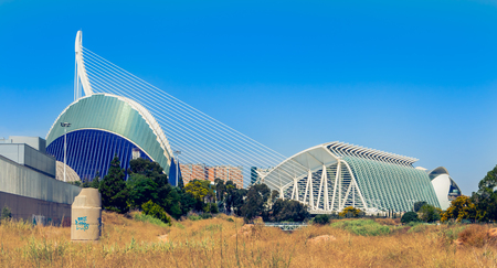 VALENCIA, SPAIN - June 17, 2017 : exterior view of the Agora a modern building in the middle of the City of Arts and Sciences. Designed by the Valencian architect Santiago Calatrava Valls and inaugurated in November 2009のeditorial素材