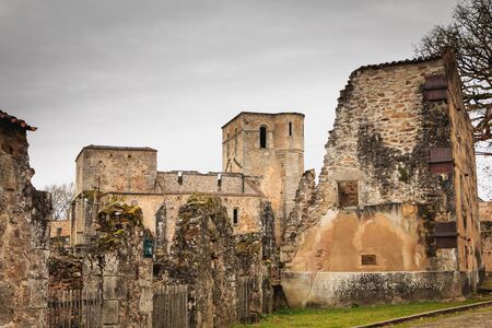 ORADOUR SUR GLANE, FRANCE - December 03, 2017 : ruined house destroyed by fire following the massacre of the entire population by the German army on June 10, 1944. The village has become a symbol and has remained in the state since that dateのeditorial素材