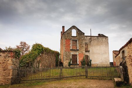 ORADOUR SUR GLANE, FRANCE - December 03, 2017 : ruined house destroyed by fire following the massacre of the entire population by the German army on June 10, 1944. The village has become a symbol and has remained in the state since that dateのeditorial素材