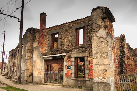 ORADOUR SUR GLANE, FRANCE - December 03, 2017 : remains of a bakery destroyed by fire during the massacre of the population of the vilage by the German army on June 10, 1944のeditorial素材