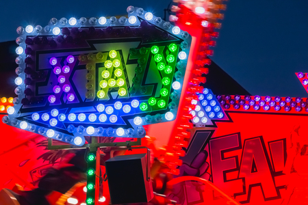 SABLES D OLONNE, FRANCE - November 27, 2016: In a traditional funfair, the EXTAZY thrill ride manufactured by Mondial Ridesのeditorial素材