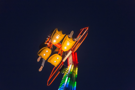 SABLES D OLONNE, FRANCE - November 27, 2016: In a traditional funfair, the EXTAZY thrill ride manufactured by Mondial Ridesのeditorial素材