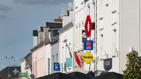 CHALLANS, FRANCE - August 11, 2016 : front of a tobacco seller in a shopping street of the city during the summerのeditorial素材