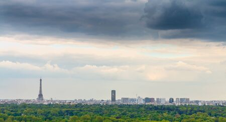 PARIS, FRANCE - May 02, 2017 : a panoramic view of Paris with its Eiffel Tower and the Montparnasse Tower during spring 2017のeditorial素材