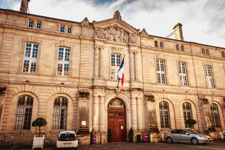 BORDEAUX, FRANCE - January 26, 2018 : architectural detail of the regional chamber of accounts of Nouvelle Aquitaine on a winter dayのeditorial素材