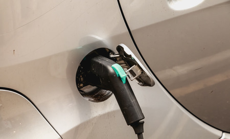 BORDEAUX, FRANCE - January 26, 2018 : charging point for Bluecar rental electric car on a winter dayのeditorial素材