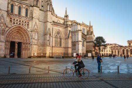 Bordeaux, France - January 26, 2018 : Architectural detail of the Cathedral Saint Andre de Bordeaux in France on a winter dayのeditorial素材