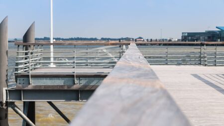 modern pontoon bridge in Noirmoutier island in Franceの写真素材