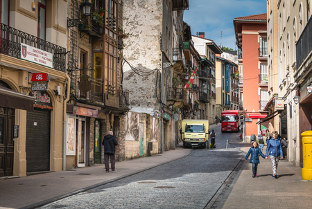 Irun, Spain - April 27, 2018: Delivery truck delivering drinks to city bars on a spring dayのeditorial素材