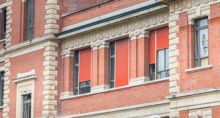 Milan, Italy - November 5, 2017: architectural detail of the building of the Istituto Scientifico Tecnico E. Breda (Ernesto Breda Scientific and Technical Institute), a private Italian laboratory for materials testing abandoned in 2005のeditorial素材