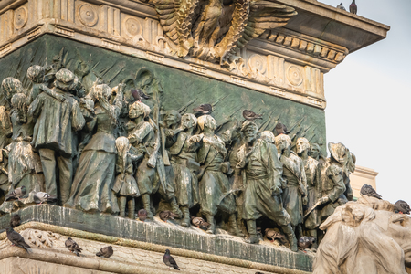 Milan, Italy - November 2, 2017: Monument in honor of Victor Emmanuel II which is in Piazza del...