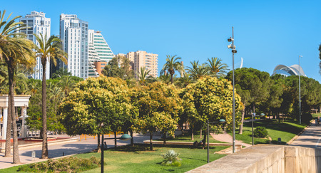 Valencia, Spain - June 18, 2017 : view of the palace gardens of music on a summer dayのeditorial素材