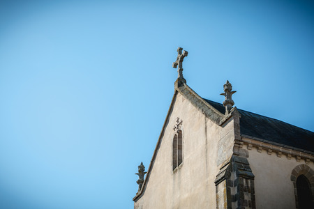 architectural detail of Saint Jean-Baptiste Church in Montaigu, Franceの写真素材