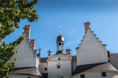 Nantes, France - September 25, 2018: architectural detail of the castle of the Dukes of Brittany on a summer day. It is classified as a historical monument since 1840のeditorial素材