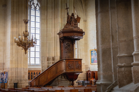 Nantes, France - September 29, 2018: Architecture detail of the interior of Saint Pierre Cathedral in Nantes on a summer dayのeditorial素材
