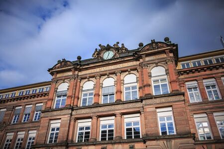freiburg im breisgau, Germany - 31 december 2017: architectural detail of the Goethe-Gymnasium...