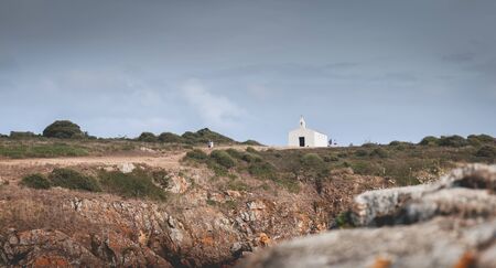 La Meule, France - September 18, 2018: Tourists visiting the surroundings of La Meule chapel near...