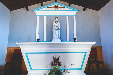 detail of the interior of the chapel of La Meule on the island of Yeu in Franceのeditorial素材