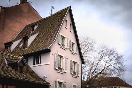Strasbourg, France - December 28, 2017 - Architectural detail of a traditional house in the historic district of the city on a winter dayのeditorial素材