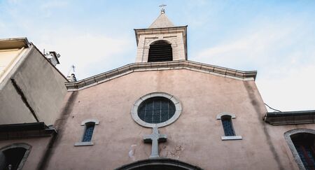 Sete, France - January 4, 2019: Architectural detail of Saint Joseph Church in the historic city center on a winter dayのeditorial素材
