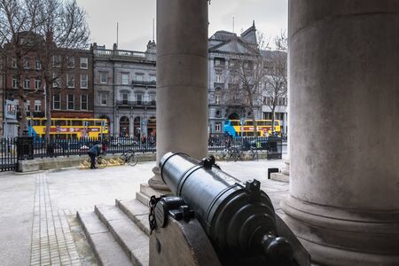 Dublin, Ireland - February 11, 2019: Architecture detail of Bank of Ireland in the city center on a...