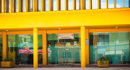 Quarteira, Portugal - May 1, 2018: Architecture detail of the administrative center of Quarteira, Algarve on a spring dayのeditorial素材