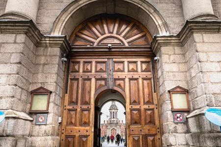 Dublin, Ireland - February 11, 2019: Trinity College architecture detail in downtown on a winter dayのeditorial素材