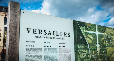 Versailles, France - October 9th, 2017: tourist information board around the castle of Versailles on a fall dayのeditorial素材