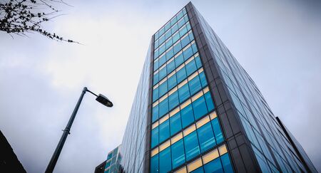 Dublin, Ireland - February 12, 2019: Architectural detail of the Irish headquarters building of the...