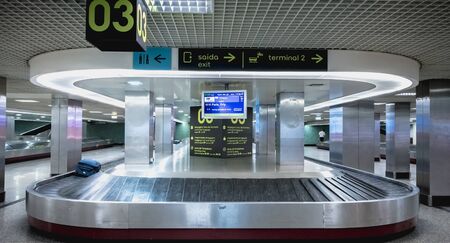 Lisbon, Portugal - August 7, 2018: View of luggage treadmill in Lisbon International Airport on...