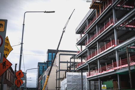 Dublin, Ireland - February 12, 2019: building under construction in the new high tech district...