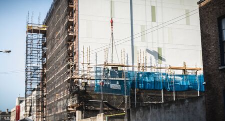 Dublin, Ireland - February 11, 2019: Renovation project of a building in the city center on a winter dayのeditorial素材