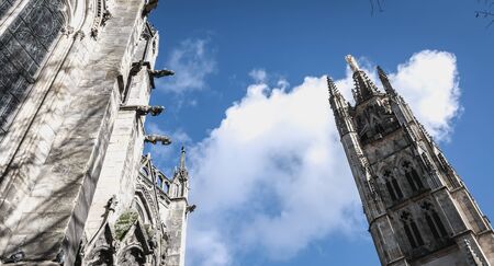 architectural detail of the Pey Berland tower, near the Saint AndrÃ© cathedral in Bordeaux, France