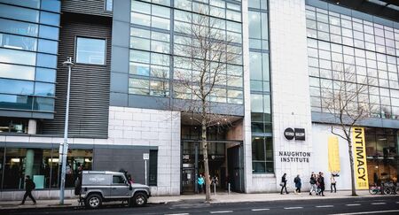 Dublin, Ireland - February 12, 2019 - Trinity College Naughton Institute (CRANN) architectural...
