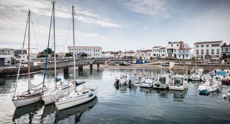 Port Joinville on the island of Yeu - September 17, 2018: view of the small port where maneuver...
