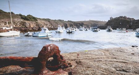 La Meule, France - September 18, 2018: view of the marina of Port la Meule on the island of Yeu...