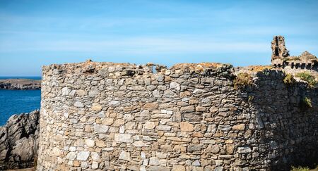 ruin of the old medieval castle south of the island of yeu, Vendee in France on a summer dayの写真素材